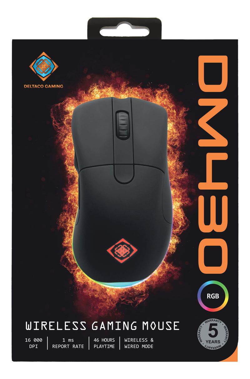 Deltaco Gaming DM430 Wireless Gaming Mouse, 2.4 GHz USB receiver, 16000 DPI