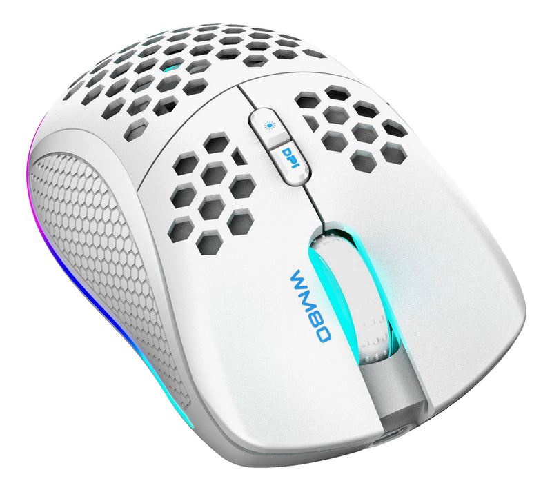 Deltaco Gaming White Line WM80 Wireless Lightweight Gaming Mouse, RGB LED