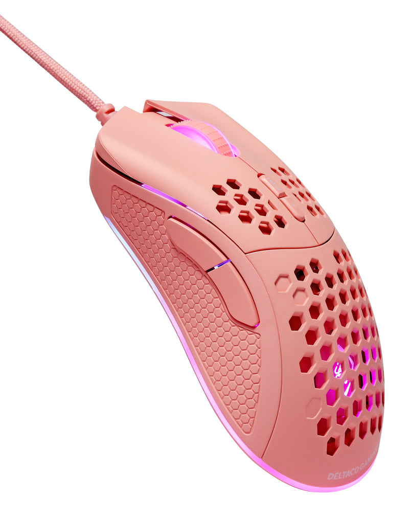 Deltaco Gaming Pink Line PM75 Lichtgewicht USB Gaming Muis met RGB verlichting