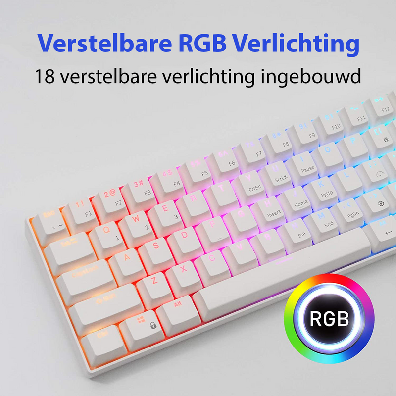 Royal Kludge RK61 - Hot-Swappable - Gaming Toetsenbord - Mechanisch - RGB - Wit